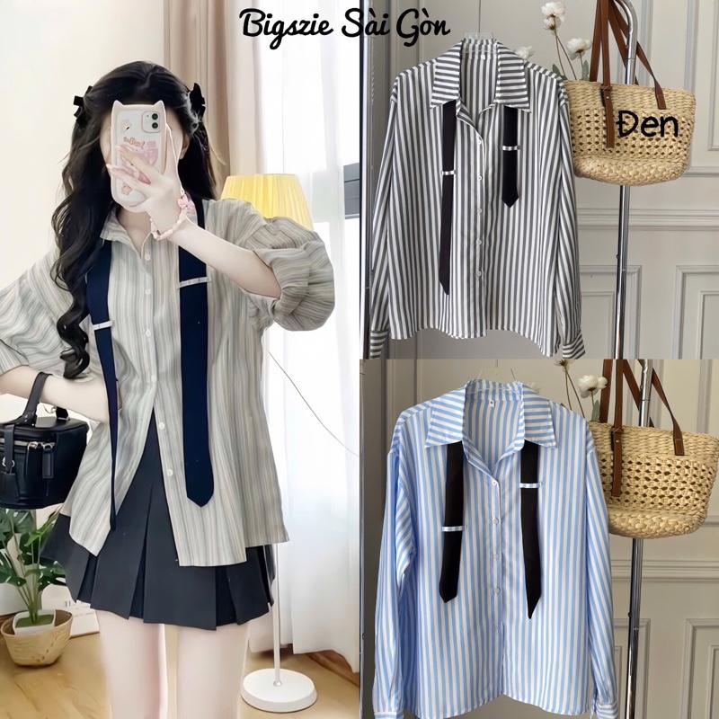 Áo Sơ Mi Kẻ Sọc Cao Cấp Thanh Lịch Bigsize 45- 90 Kg Dễ Thương Nữ Women Top - B.1518