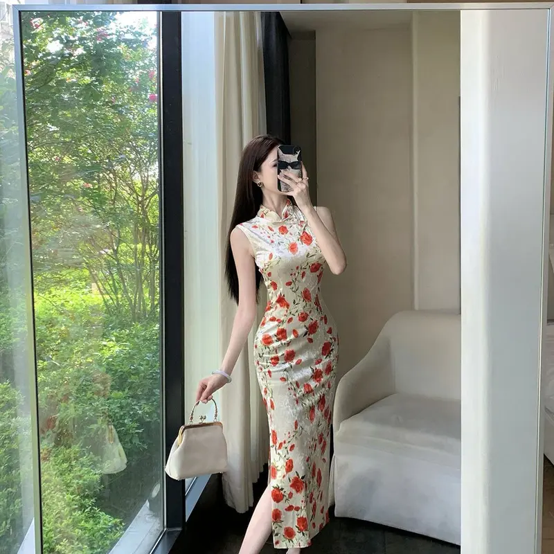 chinese style bodycon dress Summer Sexy Chinese Style Slim-Fit Modified Qipao Dress