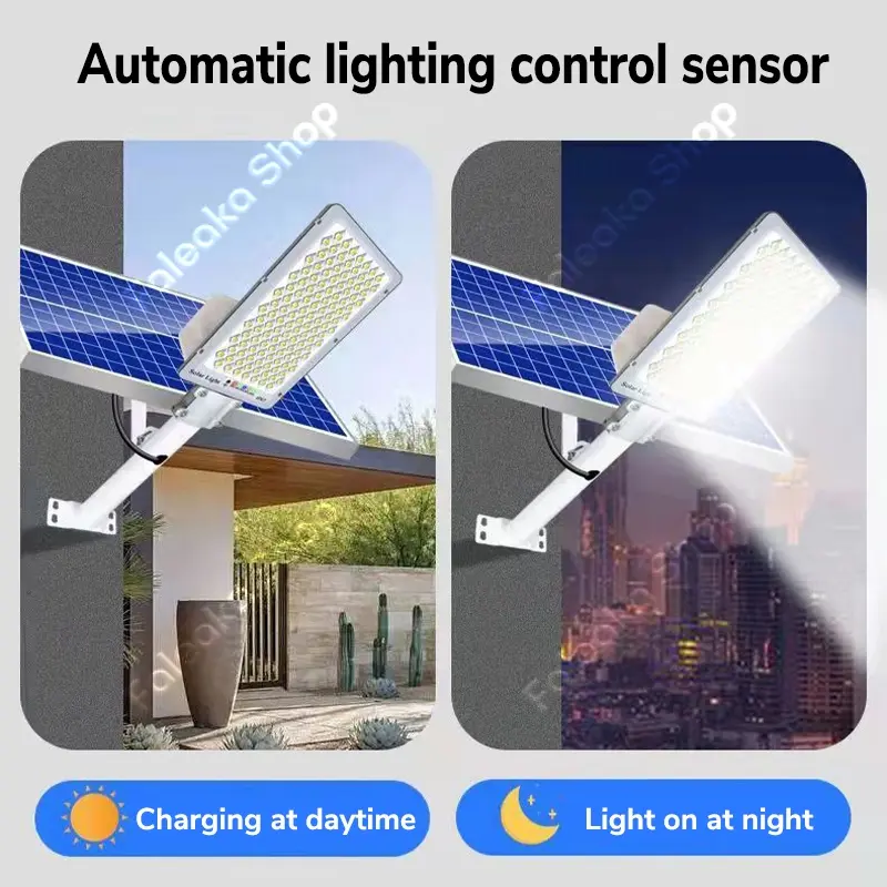 Super Terang 500W Lampu Jalan Tenaga Surya Otomatis Tahan 24 Jam Lampu Surya Matahari Lampu Taman Tenaga Surya Otomatis Outdoor Anti Air Ip67 Lampu Solar Cell LED Tenaga Matahari Untuk Taman Stadion Jalan Halaman Lapangan Basket 3