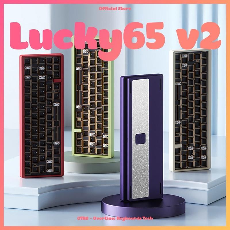 Bàn phím cơ kit Lucky65 V2 - Bcp 1.6mm hoặc build full mods bàn phím cơ lucky65 V2 Nhôm CNC ballcatch có tạ 3 mode kết nối Led RGB hotswap mạch xuôi ban phim mini