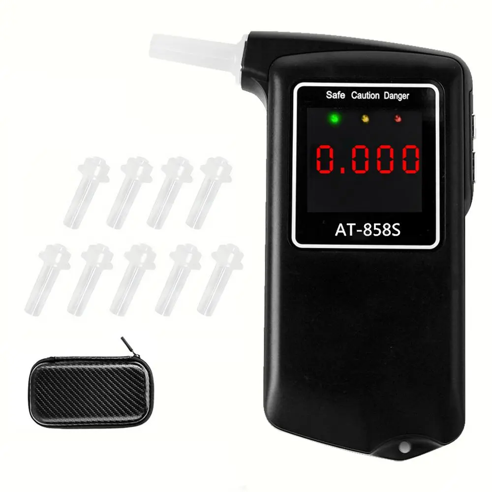 Portable Breath Alcohol Tester, High Accuracy Breathalyzer with 10 Blow Mouths, Multifunctional Handheld Breathalyzer for Personal, Boyfriend Gift