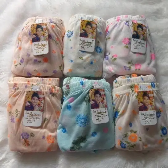 (Doxxa)12Pcs CD Celana Wanita Bunga Sablon Warna Soft Campur Ukuran S M L XL 3L 4L 5L Katun Motif Dewasa