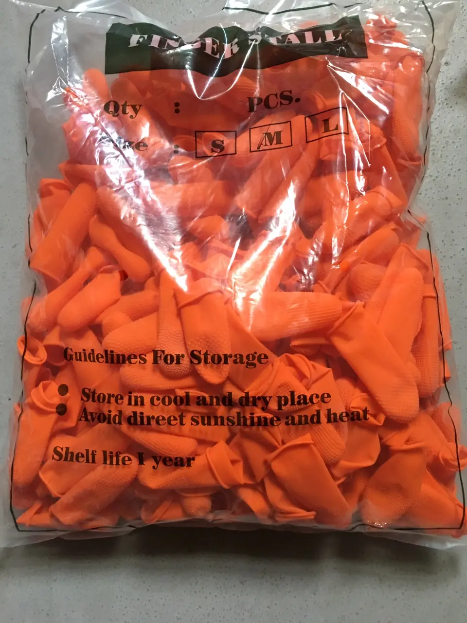 Bọc Ngón Tay/ Bao Ngón Tay Cao Su Màu Cam( 300 Cái/Túi) Size M