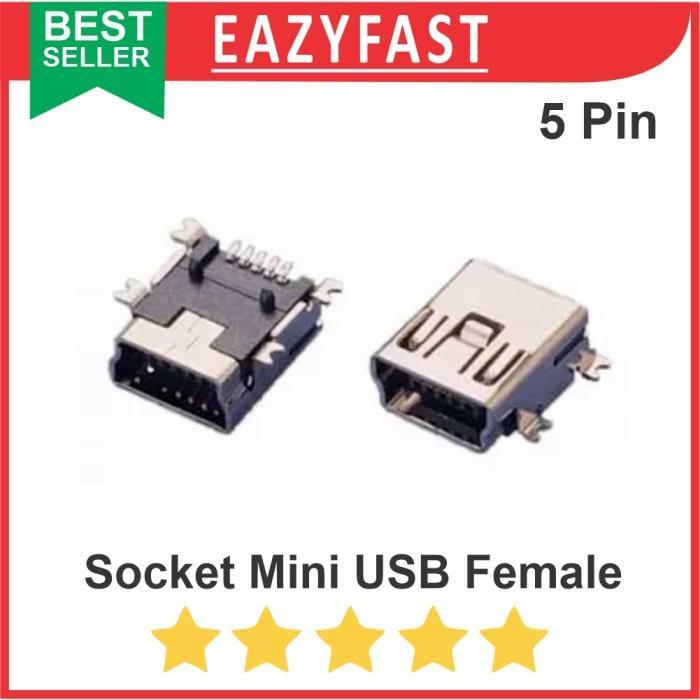 Jual Mini USB Socket Connector female Konektor betina 5 pin PCB 5p ...