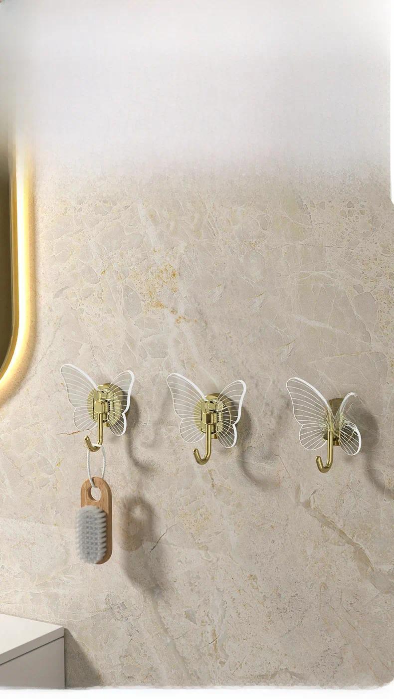 Product Introduction of Elegant Butterfly Hanger Bathroom No-Drill Wall Hook Seamless Hanging Entrance Strong Adhesive Stylish Wholesale Decor Organizer 9