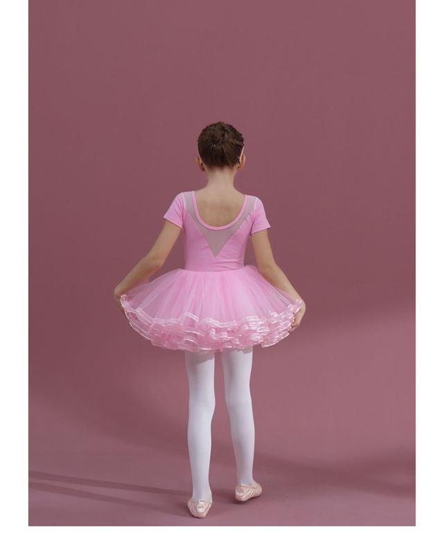 Product Introduction of KID'S cherry powder dancing dress girls short sleeve cotton one-piece tutu + pink skirt 9