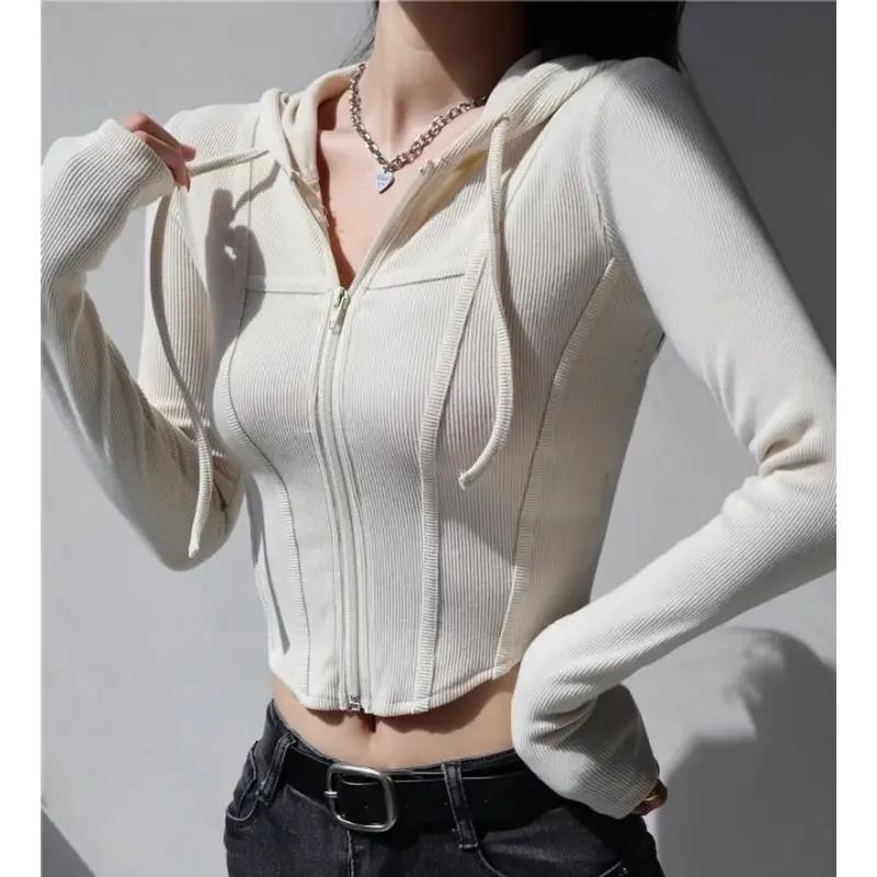 Grania Premium High Quality Jacket Sweater Zipper Hoodie Crop Top Wanita Kekinian Fashion Outfit Korean Style Jaket Suiter Hoodie Crope Jiket Hudie Cewe Bahan Fleece 0