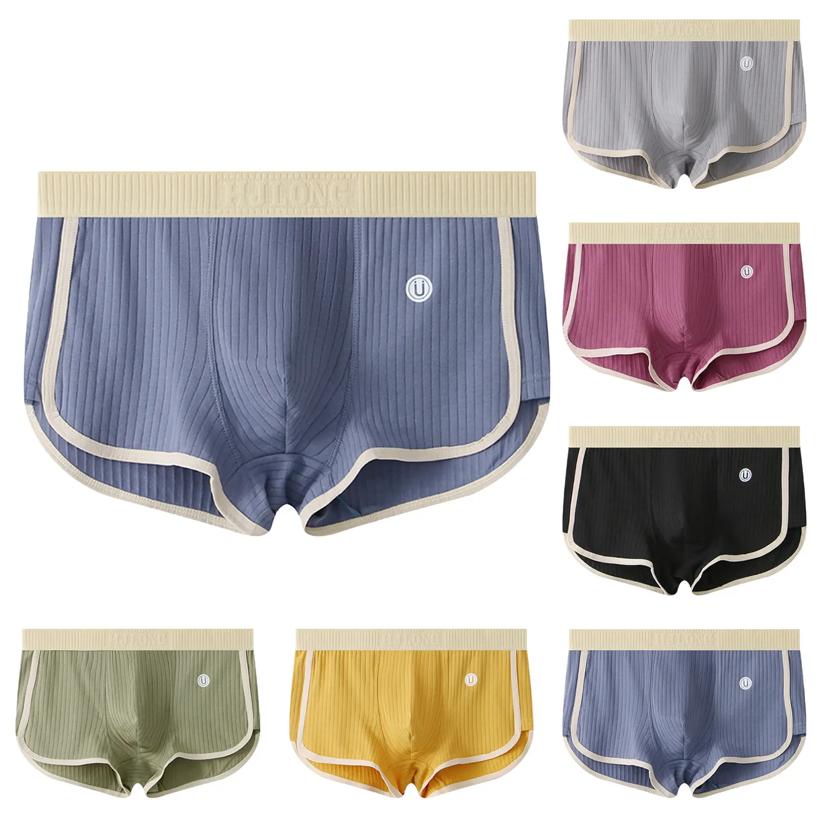 Quần Lót Boxer Nam, Cạp Thường, Eo Co Giãn, Thiết Kế Chắp Vá, Quần Đùi Màu Sắc, Quần Lót, Quần Lót Có Gân Hình Chữ U, Thích Hợp Mặc Hàng Ngày, Qusnddk