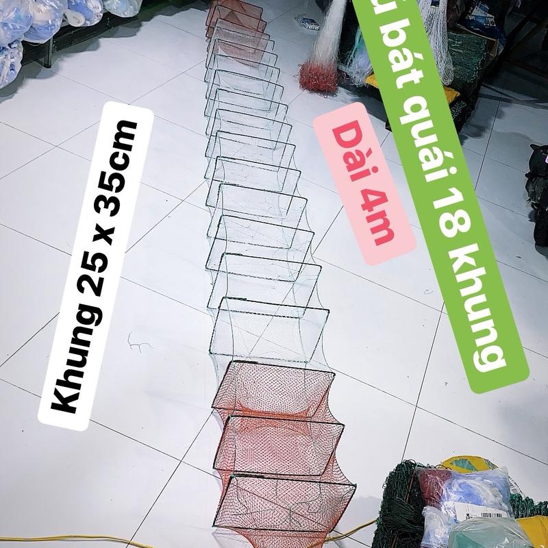 Lú bát quái 12 cửa dài 4m, 18 Khung 25x35cm Mắt lưới 1,5p và 2,5p Bắt Tôm Bắt Cá Fhising Fishing Đi Câu Bi