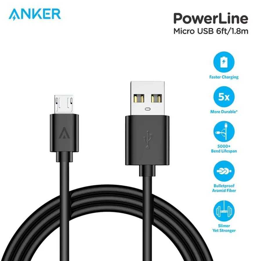 Kabel Data ANKER Micro Usb 6ft / 1,8m Kabel HIGH SPEED Fast charging