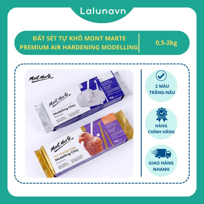 Đất sét tự khô Mont Marte Lalunavn Premium Air Hardening Modelling Trắng và Nâu Làm Thủ Công 0.5-2kg - B83