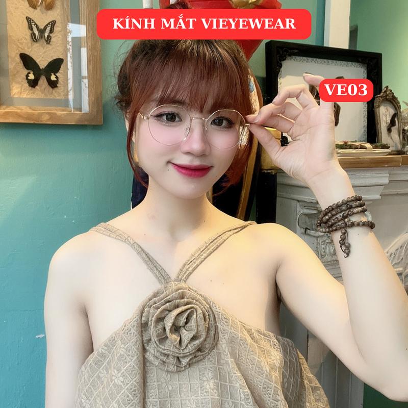 Gọng kính cận VE03 VIEYEWEAR thời trang kiểu dáng lục giác nhiều màu chất liệu kim loại 6