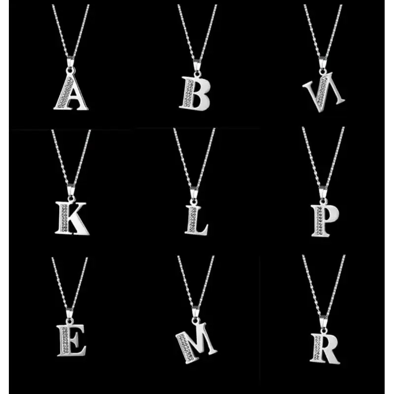 kalung wanita rantai model huruf stainless steel