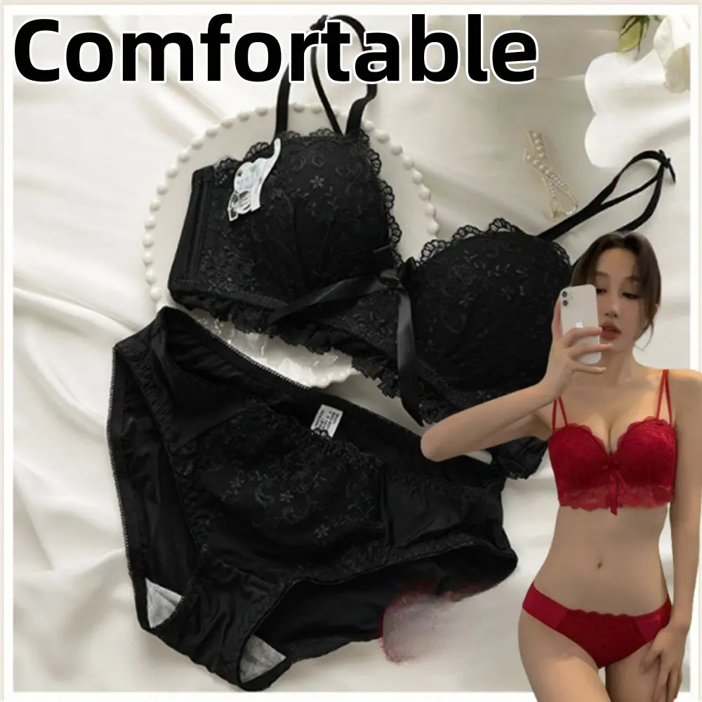 Push Up Lace Bra Seamless Breathe Freely Beauty Back Lingerie Anti Sagging Bralette Underwear set Brassiere