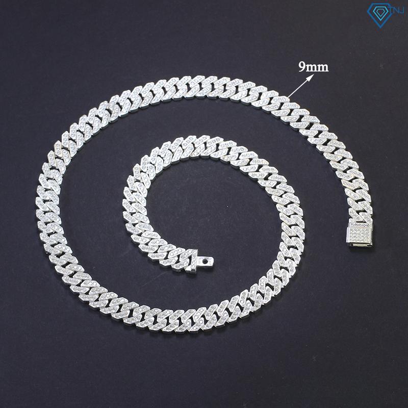  Dây chuyền nam bạc cuban 9mm mắt xích vuông DCK0105 - Trang Sức TNJ 