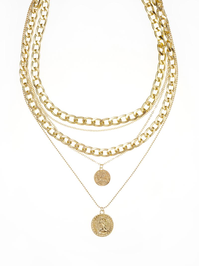 Product Introduction of Hot Sale Multi-Layer round Plate Pendant Personality Trend Head Necklace Neck Accessories 7
