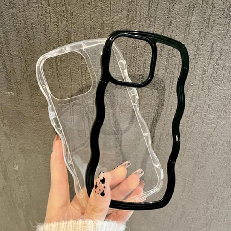 Clear Wavy Edge Design Phone Case, 1 Count Decorative Phone Protector Cover, Phone Accessory Compatible With iPhone 1