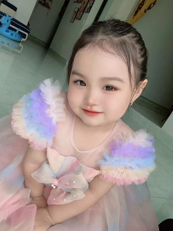 Váy công chúa tay bồng nhiều màu xinh xắn cho bé gái 1