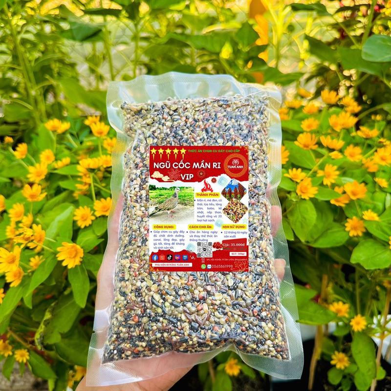 Ngũ Cốc Mần Ri Vip hút chân không, thức ăn  chim cu gáy Tuấn Anh 20 loại hạt gói (500g)