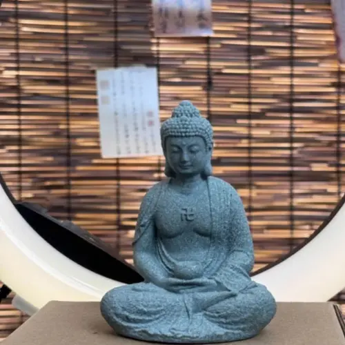 Tượng Phật Ngồi Thiền, Cao 11,2cm, Tượng Đá Sa Thạch, Tượng Decor Nhà Cửa, Tiểu Cảnh, Bể Cá, Terrarium, Sân Vườn mô  hình