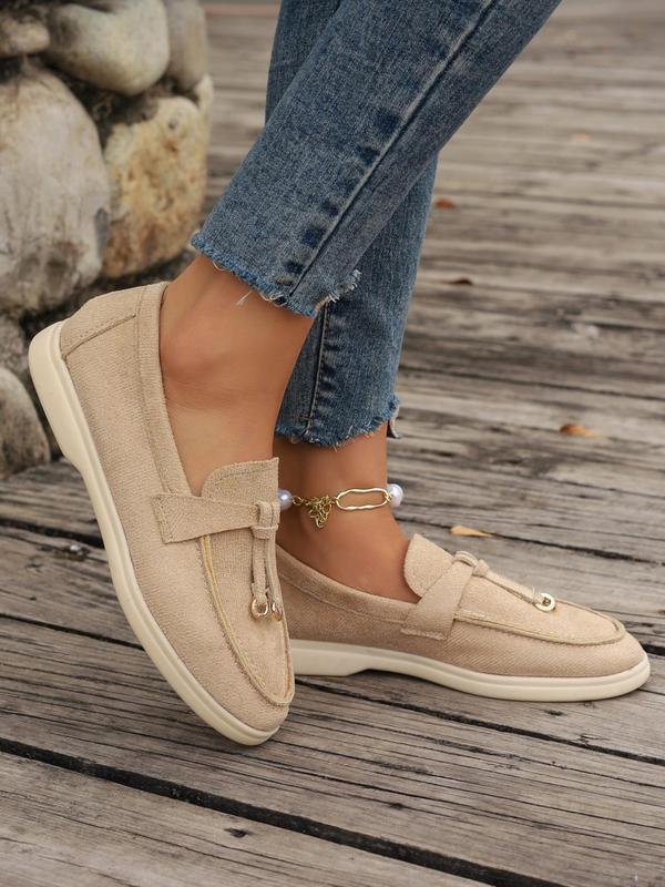 Women's Fashionable Solid Color Knot Design Slip-on Loafers, Elegant Lightweight Flat Loafers for Daily Life, Casual Comfortable Breathable Imitation Suede Shoes 7