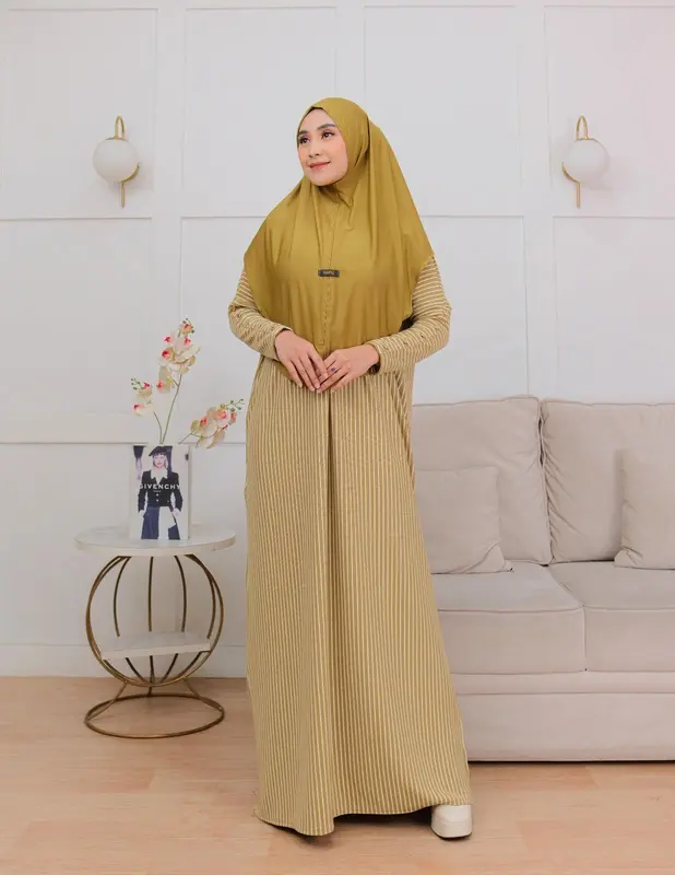 Gamis Inara Salur Button Knit Premium Kekinian Muslim Wanita 7