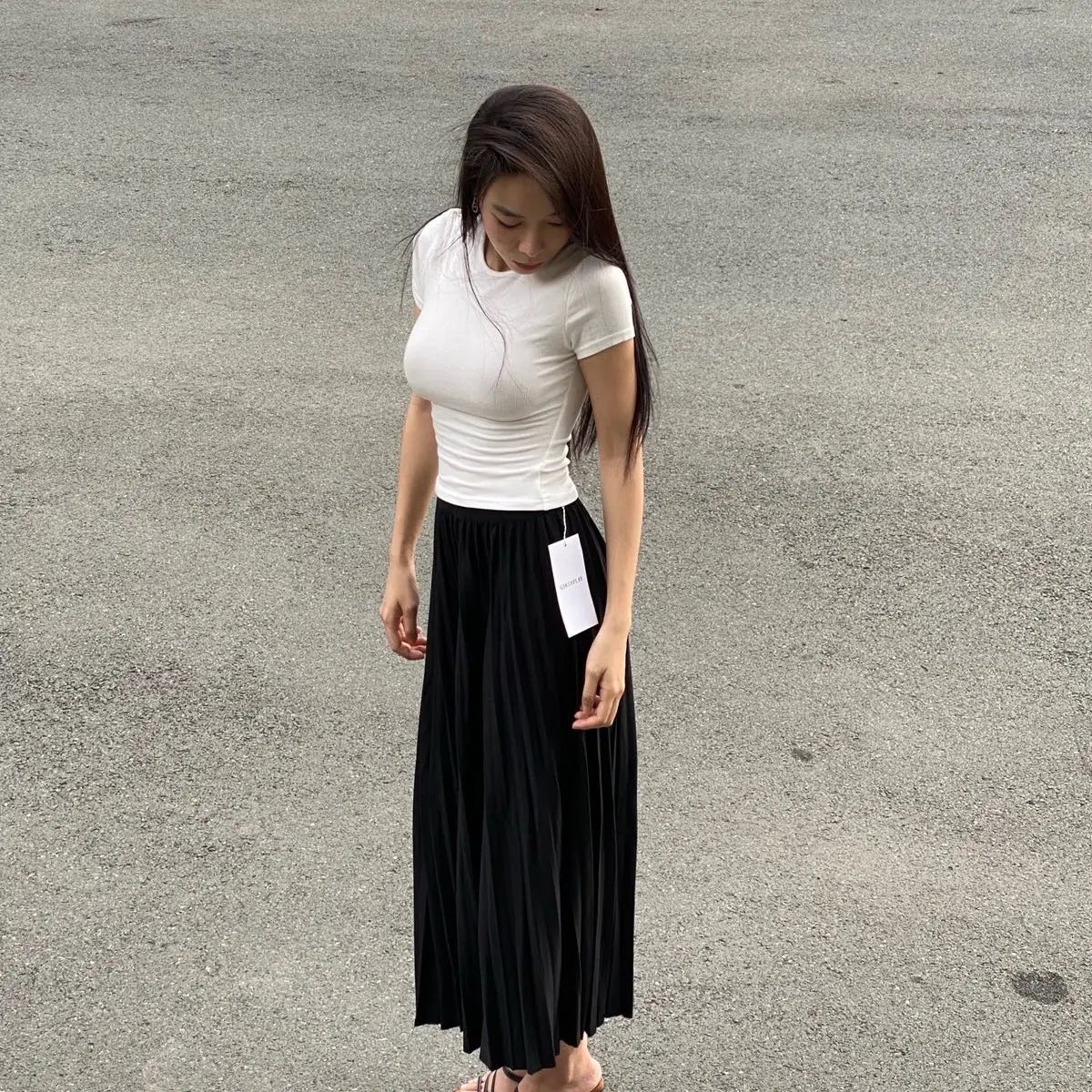 Áo thun tăm cổ tròn Croptop, Áo thụ nữ ôm body croptop SHINI