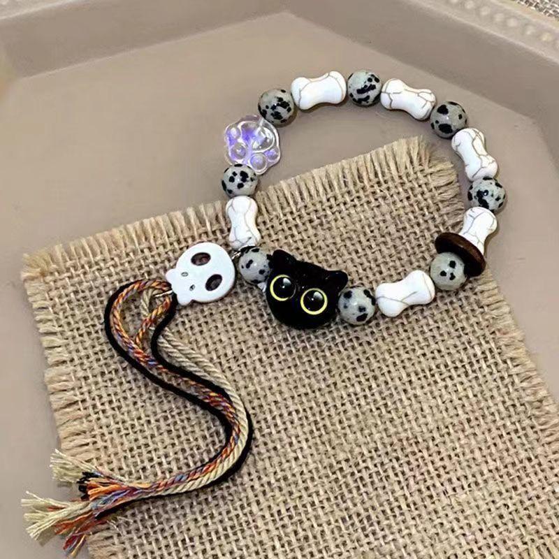 Product Introduction of [Store Hot Sale] Skull Cat Woven Rope Bracelet for Men and Women, Niche Design, Sweet and Cool Chinese Style Tassel Colorful Bracelet Jewelry 5