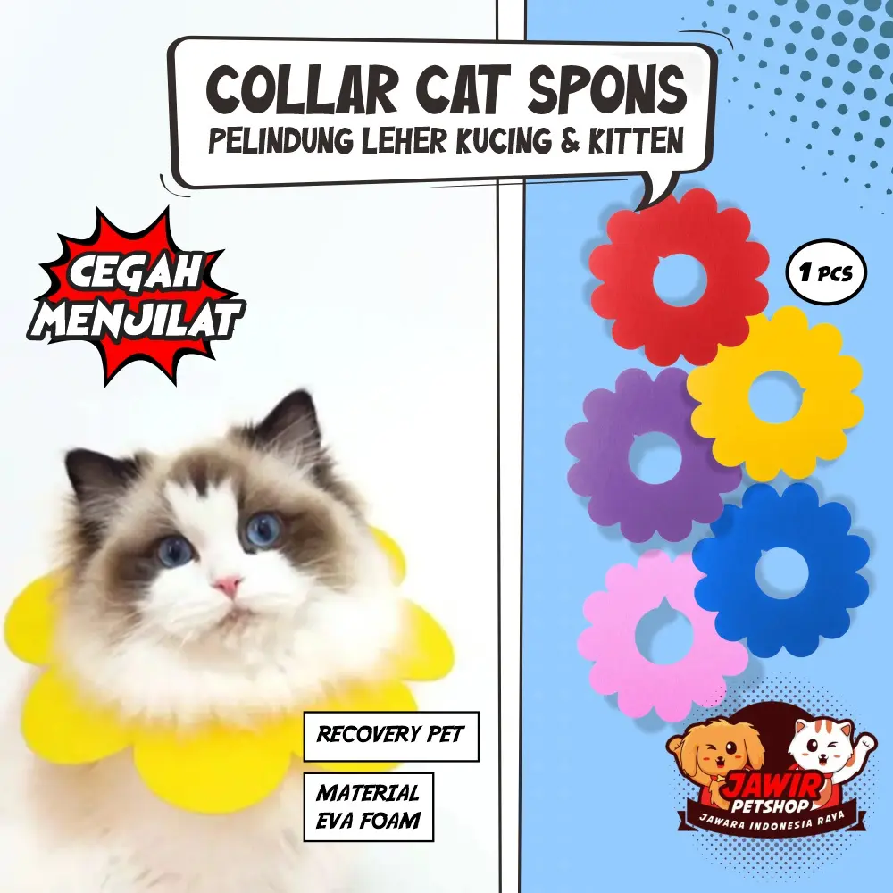 COLAR EVA SPONS bunga untuk kucing anjing pet cat dog collar corong leher kitten puppy perawatan hewan sakit jamur gatal lucu jamuran scabies murah cone