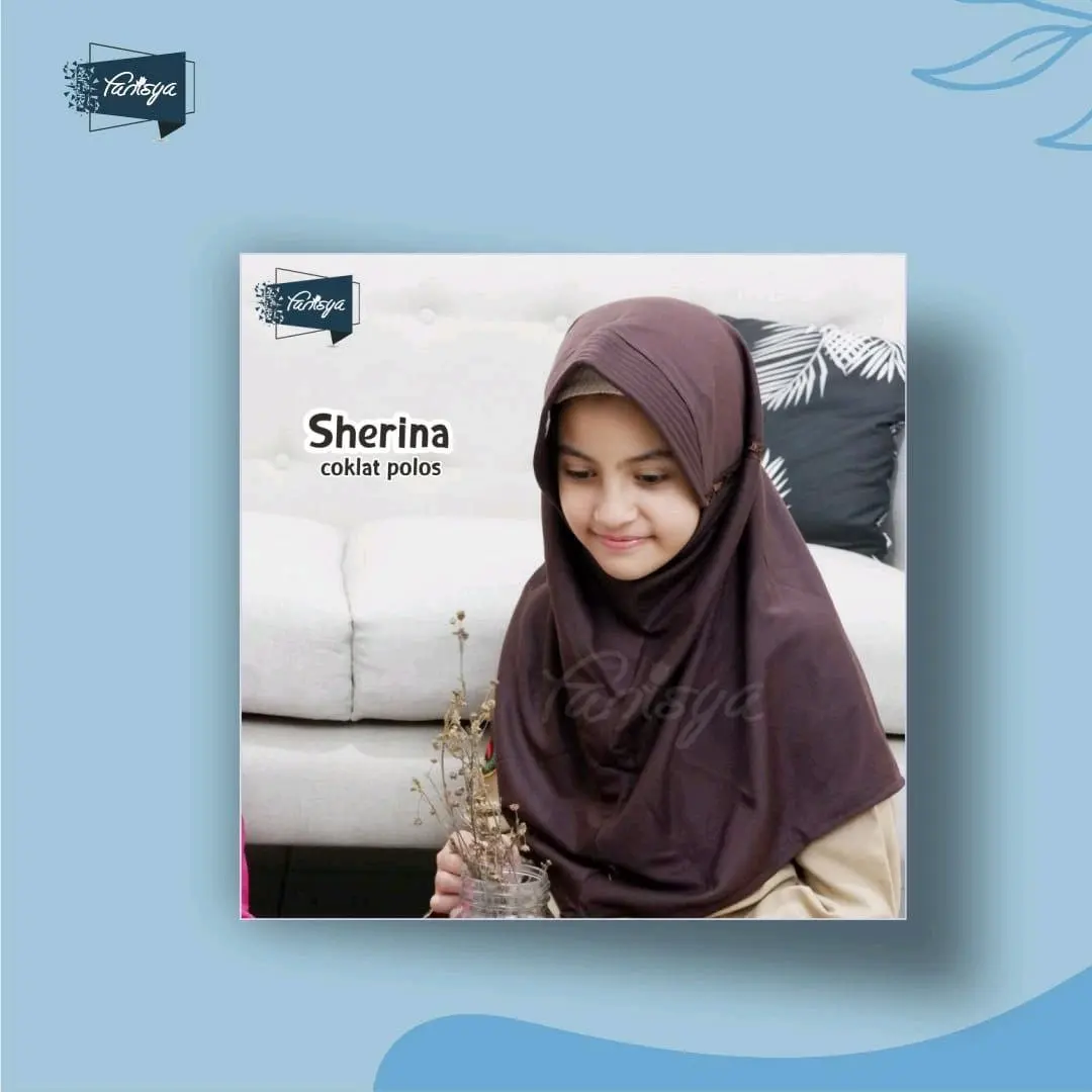 Jilbab sekolah coklat Polos pad antem