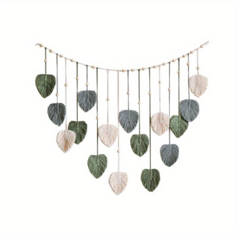 Boho Style Leaf Design Wall Decor, Creative Handmade Woven Wall Art, Wall Hanging Decor for Home Living Room Bedroom 3