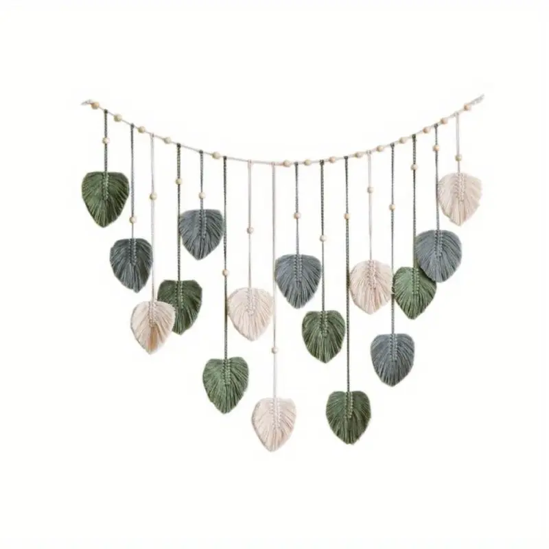 Boho Style Leaf Design Wall Decor, Creative Handmade Woven Wall Art, Wall Hanging Decor for Home Living Room Bedroom 3