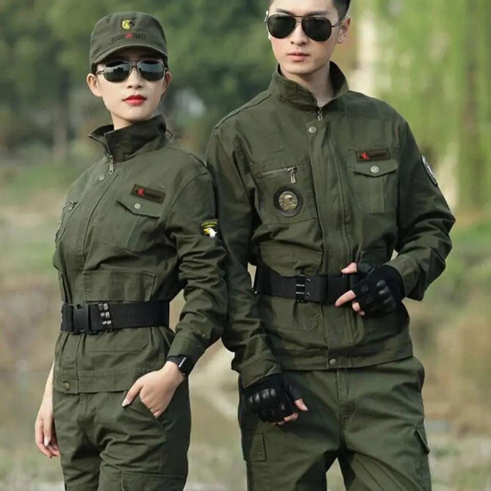 Bộ quần áo bảo hộ lao động cho nam và nữ, chất liệu cotton, giả sợi ủi, chống mài mòn, bảo vệ lao động, phù hợp cho công nhân hàn, công trường xây dựng, quần áo bảo hộ lao động công nhân cotton