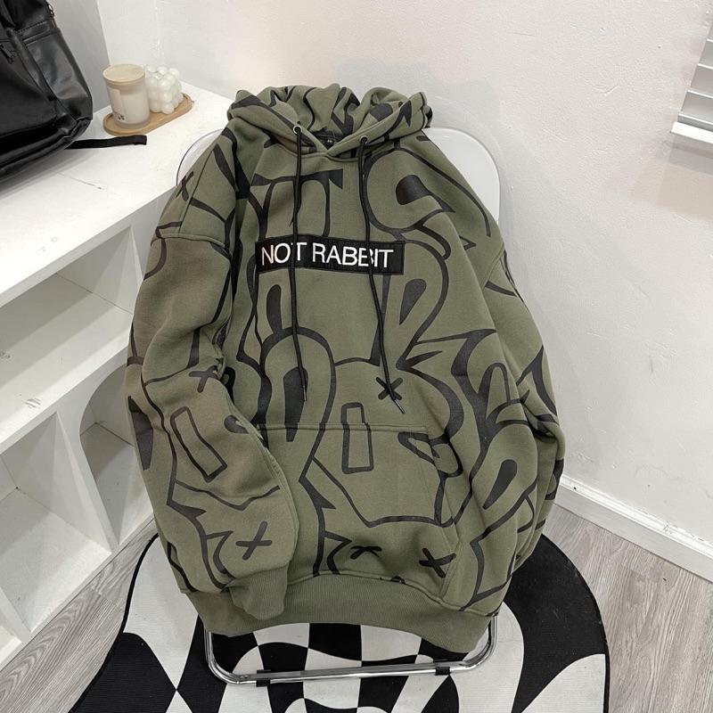 Áo Khoác Hoodie nỉ NOT RABBIT In Hình Chữ Thêu Form Rộng Unisex Nam Nữ - Sarah Store
