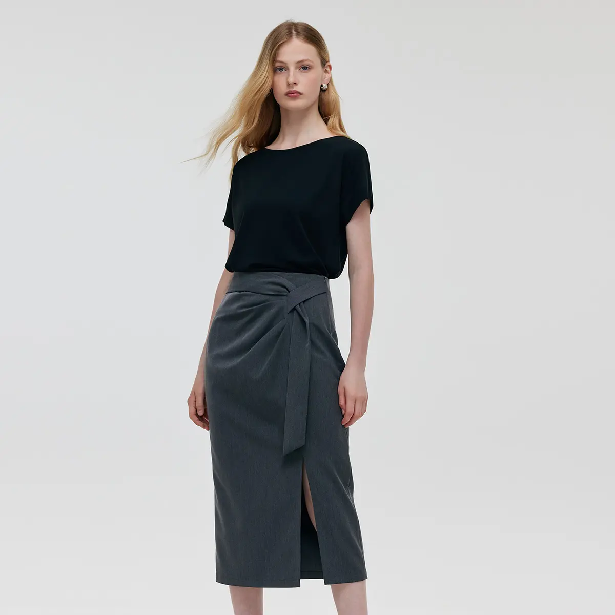 Black Acetate Top And Skirt Two-Piece Set Womenswear Clothing