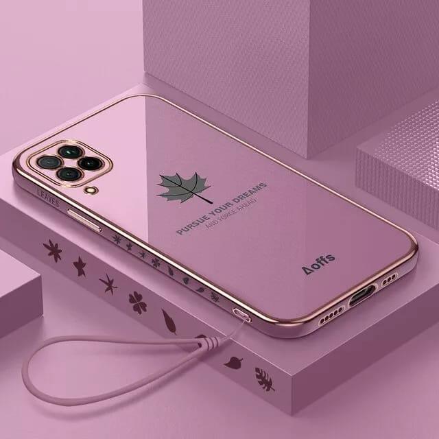 Softcase Samsung A22 4G - M22 - M32 Silikon Maple Plating Motif Daun 2