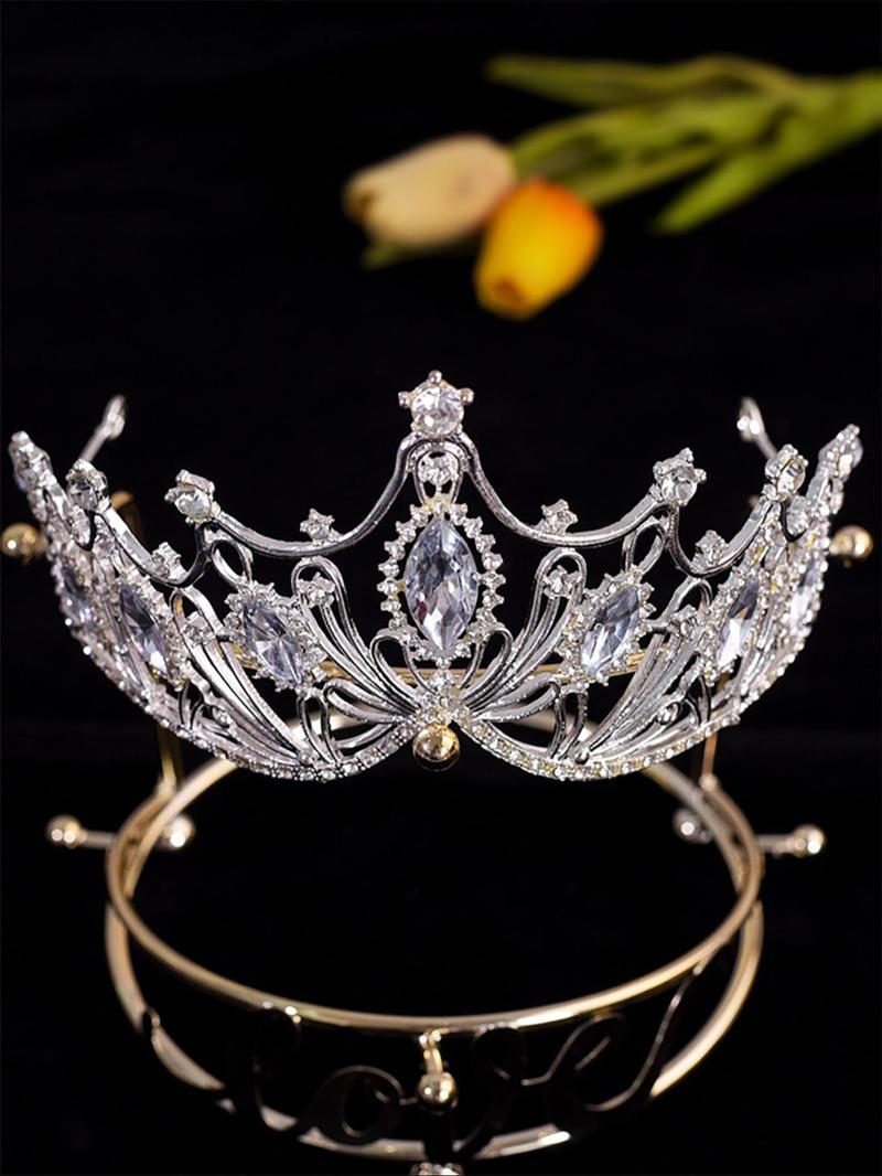 Product Introduction of Baroque Style Crown Tiara, Vintage Style Crown Tiara for Wedding Bridal Party Formal Occasions, Fashion Hair Accessories for Women 3