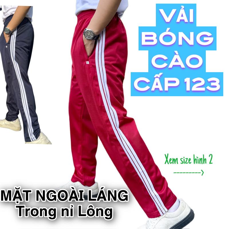 Quần Jogger Nam Đẹp, Quần Thể Dục Học Sinh 3 Sọc Trắng Cấp 123 Chất Vải Bóng Cào Ống Rộng Kẻ Ba Sọc Trắng Sport Tổ Ong