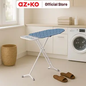 AZKO Stora 114.9x32x80 cm Meja Setrika Lipat Wave - Biru Papan Setrikaan Alas Tempat Setrika Ironing Board Perlengkapan Rumah