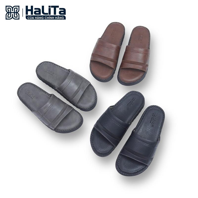 [HaLiTa] Dép Nam Dr Kẻ Sọc Hàn Quốc , Da Bò Vân Chống Thấm Nước Đế Bằng Nhẹ Có Răng Cưa Chống Trơn Trượt Cao Su DéP 0