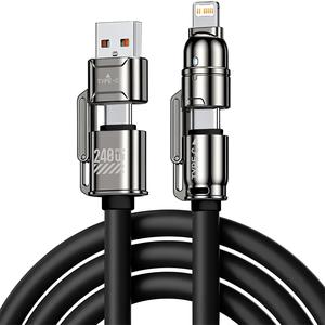 240W急速充電ケーブルType C & iOSデバイス用、iPhoneやAndroidスマホ用多機能データライン、高速充電器アクセサリー