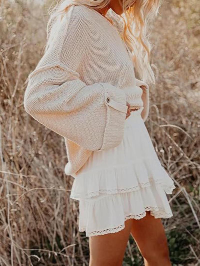 Product Introduction of Women's Solid Ruffle Trim Layered Skirt, Casual Fashionable Short Skirt for Daily Wear, Ladies Clothing for Spring & Fall 8