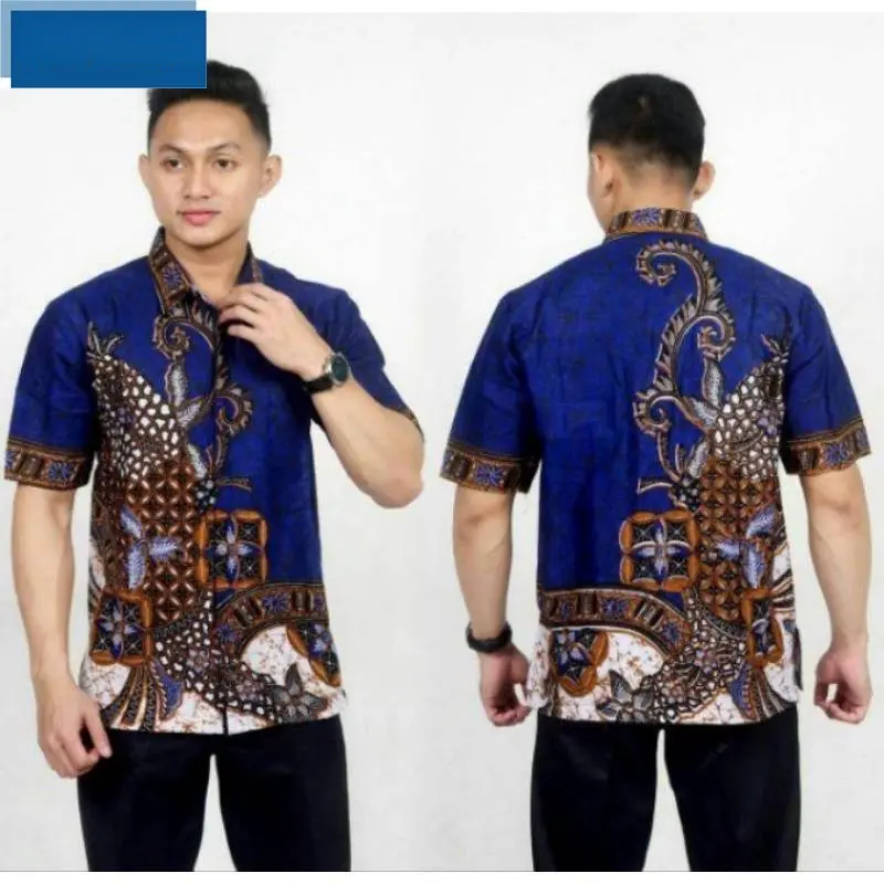 Kemeja Batik untuk Lelaki, Berkualiti Tinggi, Fesyen, Kasual, Lengan Pendek, Rekaan Bunga, Bergaya, FF9515