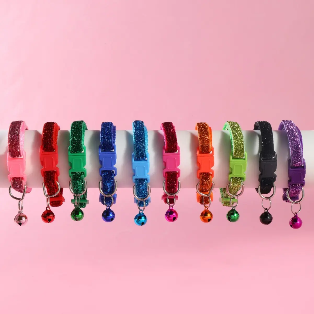 Pet Supplies Pink 1.0 Patch Bell Collar Pet Dog Cat Collar Cartoon Flash Bow