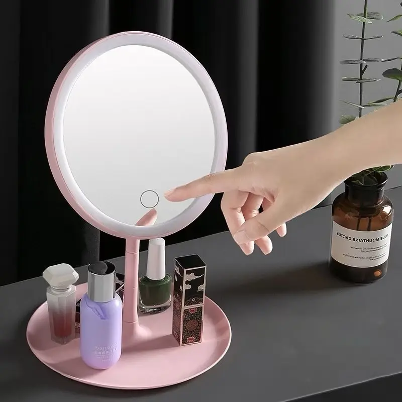 [Kèm Dây Sạc] Gương đèn LED cảm ứng 3 chế độ ánh sáng hình tròn để bàn trang điểm - Giao Màu Ngẫu Nhiên 5