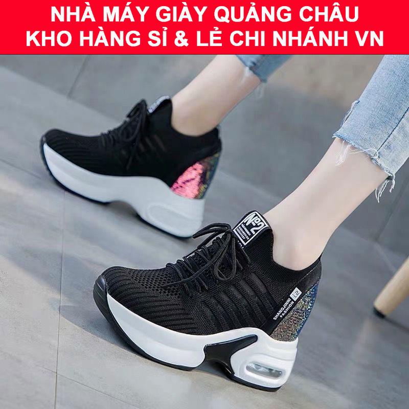   New 2023 + Tặng tất  giày thể thao nữ đế độn cao 8cm tăng chiều cao lấp lánh giày nữ thoáng khí giày sneaker nữ hàng nhập cao cấp siêu đẹp siêu cao siêu hót 
