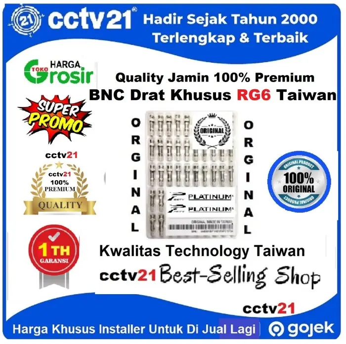 Distributor Resmi Connector Jack BNC DRAT Taiwan Dalam Putih Susu