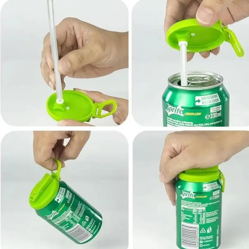 Silicone Drink Can Cover, 4 Counts Portable Reusable & Eco-friendly Drink Can Lid, Portable Leak-proof Design Drinkware Accessories for Home, Travel, Outdoor gifts best friend dad birthday mum welcome sign 3