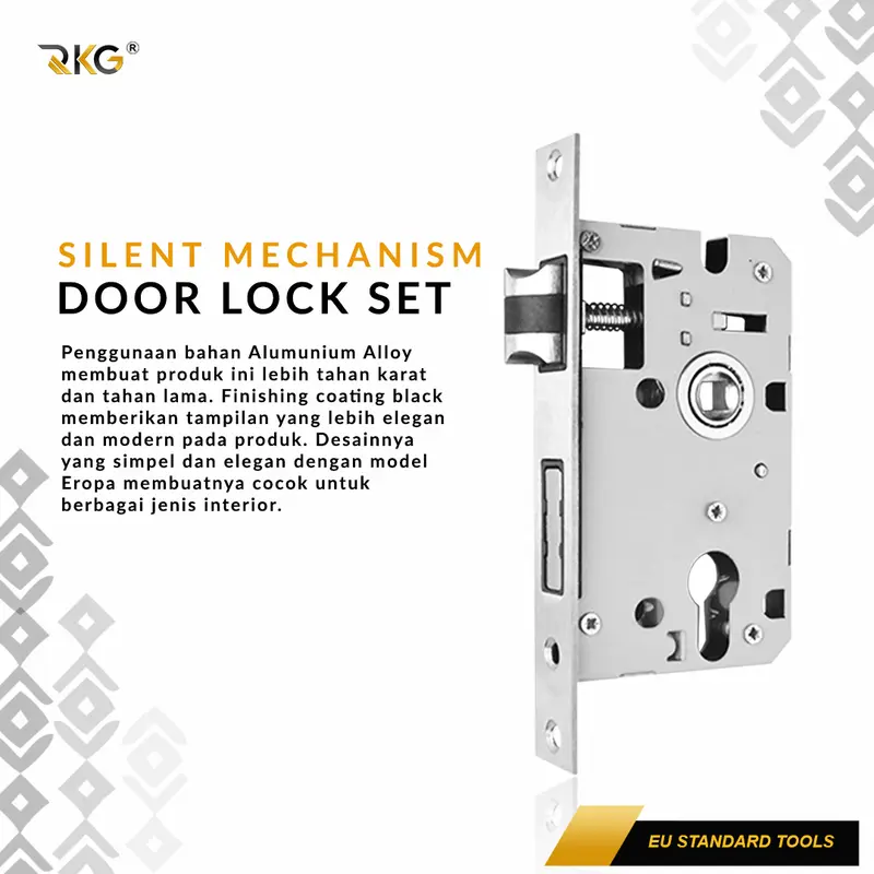 Kunci Pintu Rumah Pisah Elegant Black Flat Handle Body Silent Door Lock Set 2