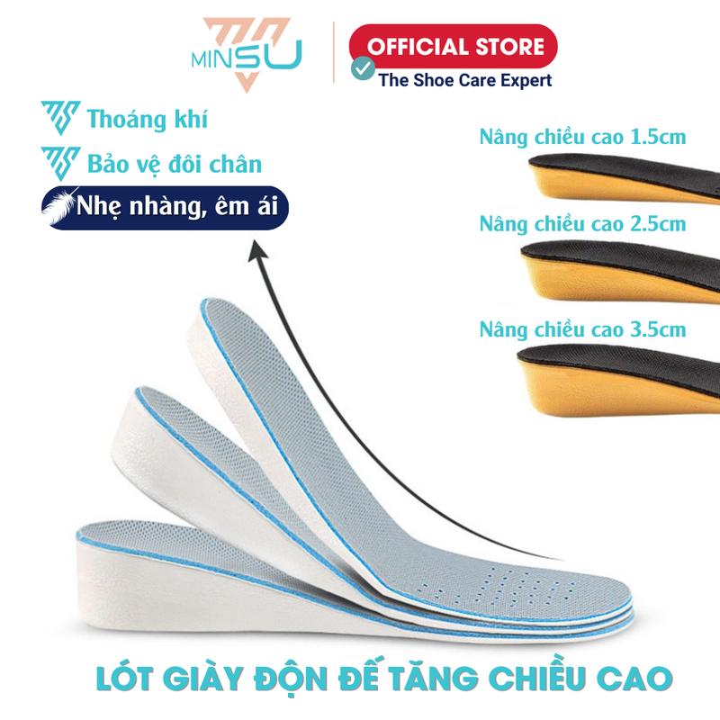 Lót Giày Thể Thao Sneaker Độn Đế Tăng Chiều Cao Nam Nữ MINSU M5501 Khử Mùi Thoáng Khí Chống Hôi Chân